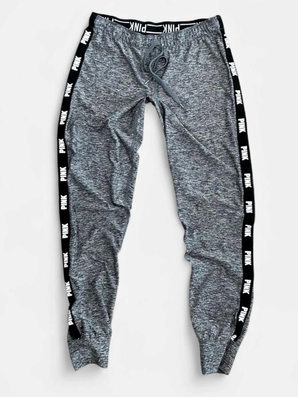 PINK Victoria's Secret Ultimate Jogger Pants Gray Marled Side Logo Tape Size Med